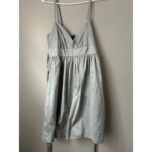 TOPSHOP Metallic Silver Camisole Dress Size  12 Holiday Glam Party Alt
